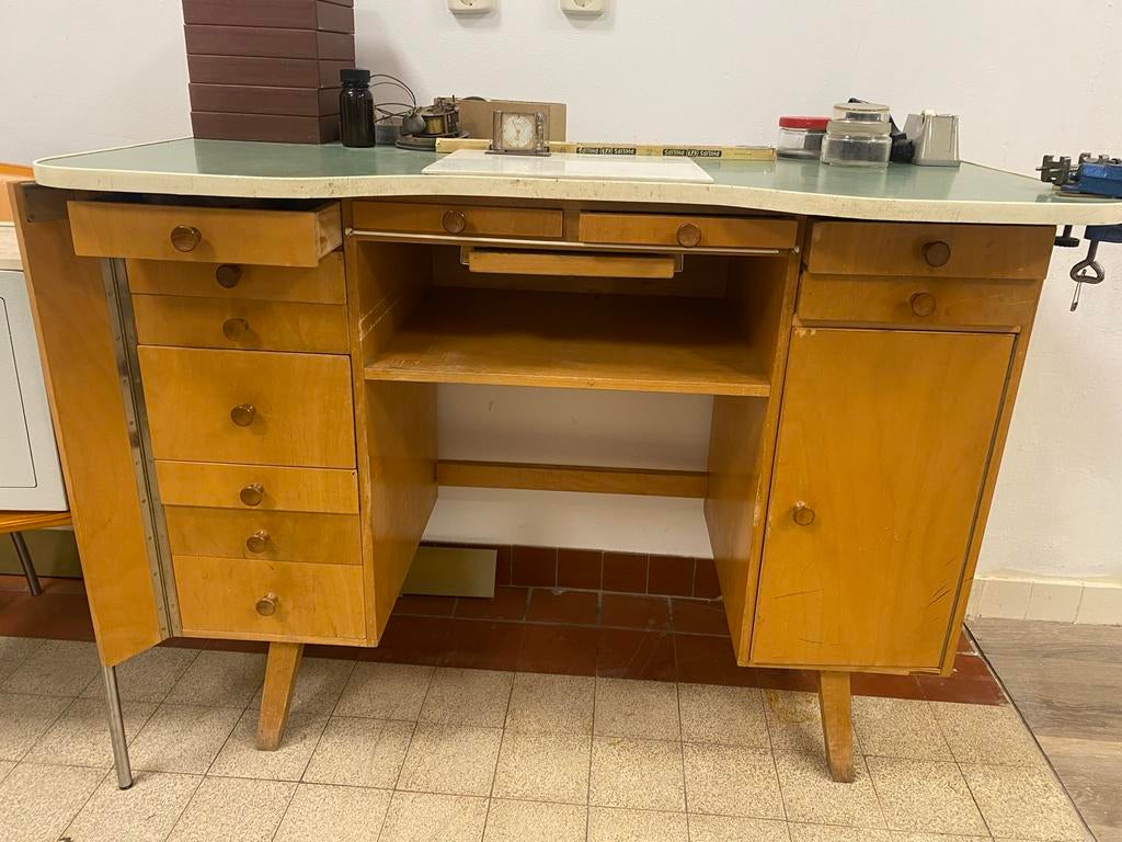 Vintage werkbank horlogemaker, Overige typen, Gebruikt, Ophalen of Verzenden, Hout