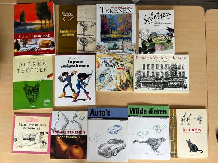 Grote collectie tekenboeken (13 stuks), Boeken, Verzenden, Gelezen, Schilder- en Tekenkunst