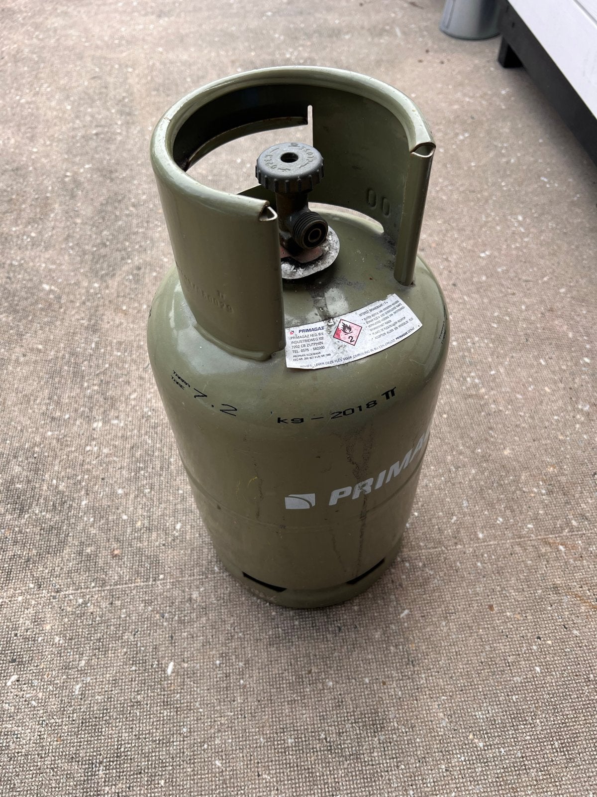 Gasfles 7.2 kg - halfvol - grote aansluiting, Ophalen, Gebruikt