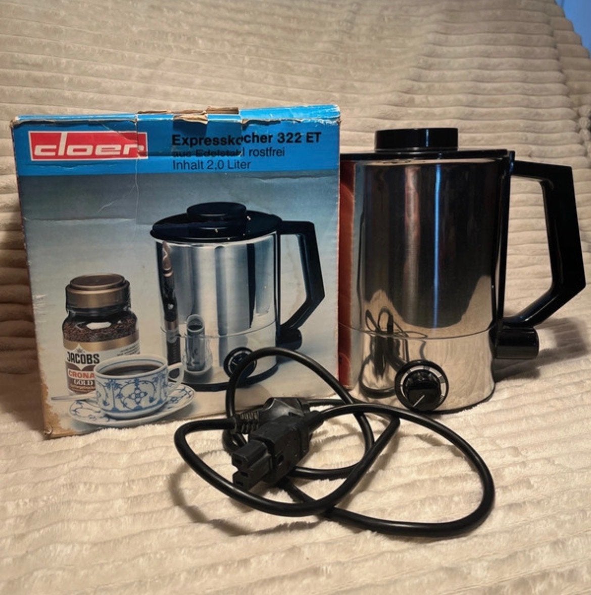 Vintage Cloer Expresskoker 322 ET - RVS Koffiemachine 2.0L, Gebruikt, 10 kopjes of meer, Koffiemachine, Gemalen koffie