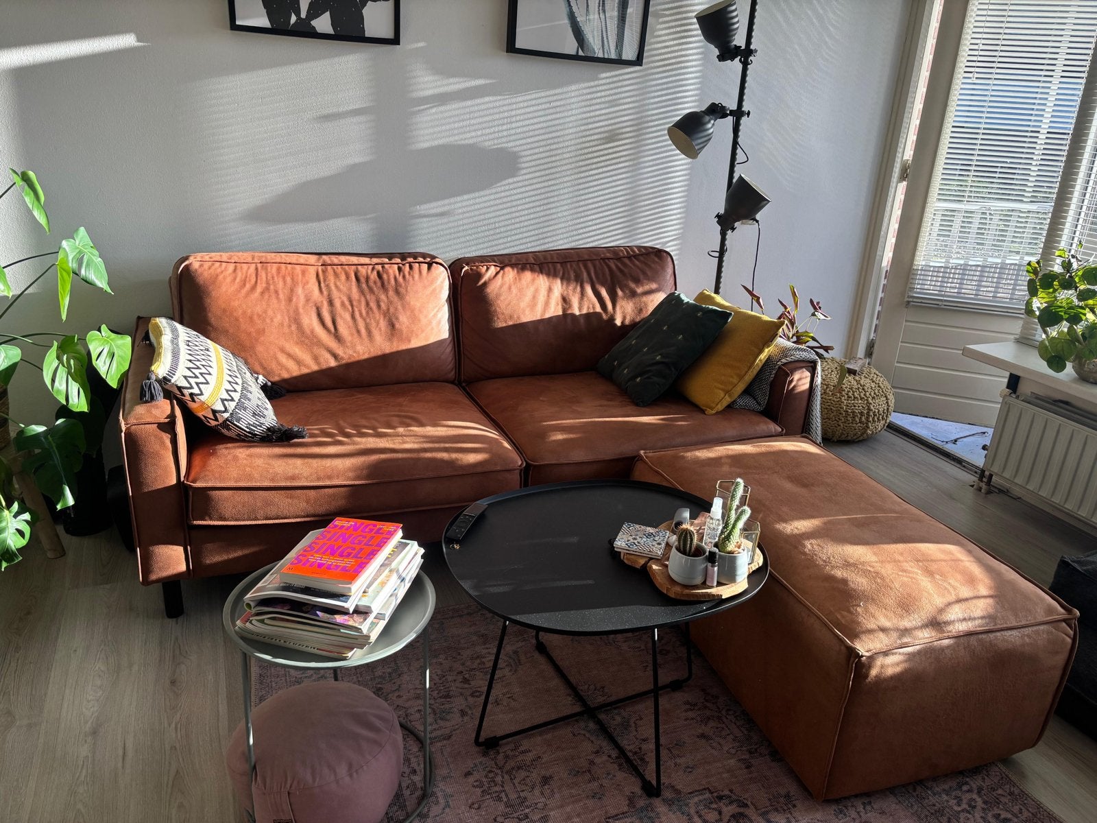 Bank tweezitter cognac, Ophalen, 250 tot 300 cm, Gebruikt, Tweepersoons