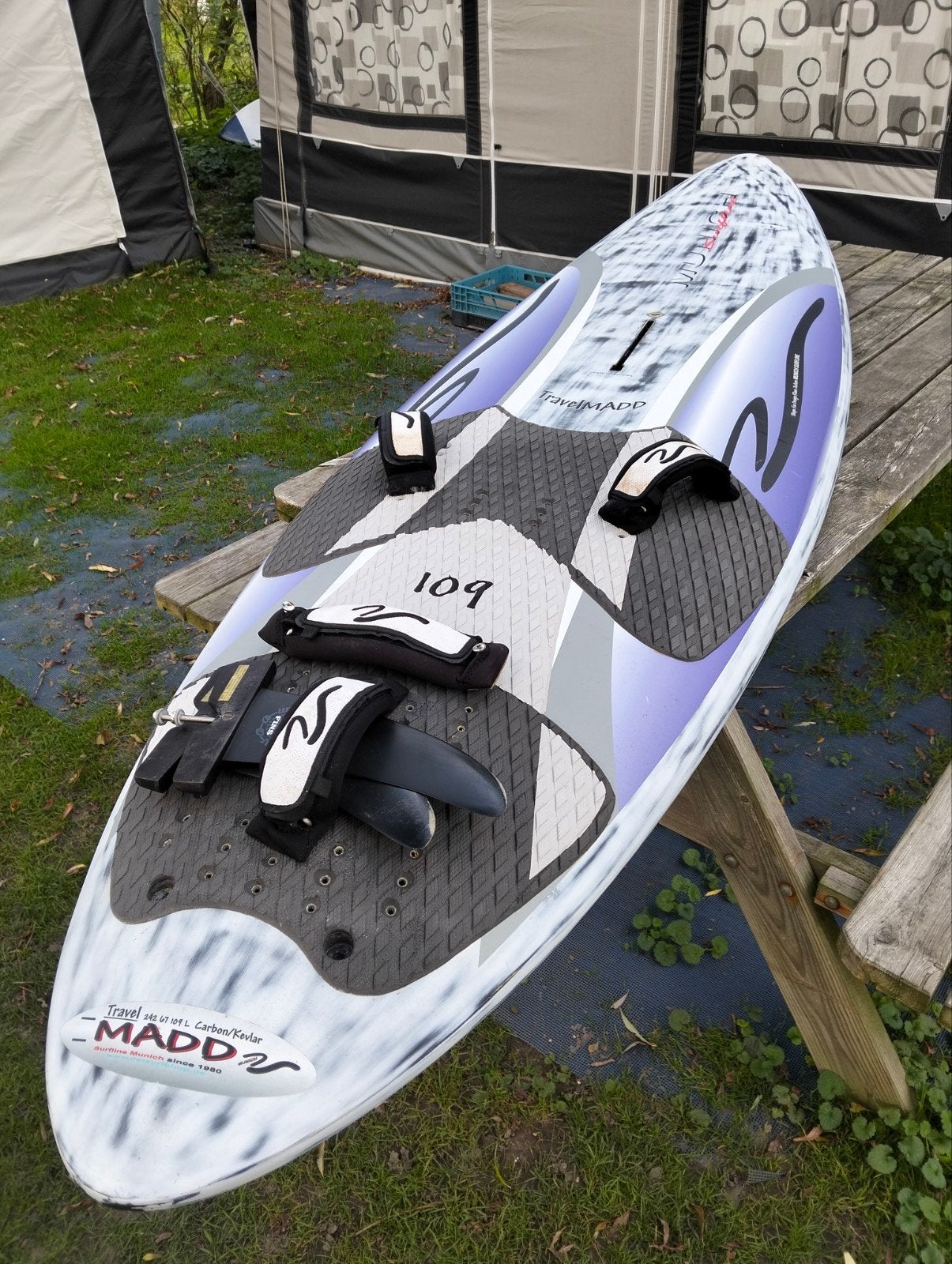 Munich Travel Madd 109 ltr. met dubbele vinnen full carbon, Watersport en Boten, Ophalen, Gebruikt, Plank, Munich
