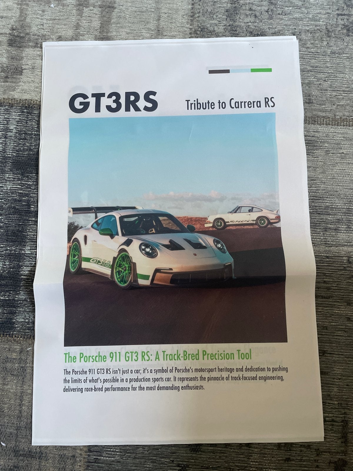 Porsche 911 GT3 RS Poster - 60x40 cm, Verzamelen, Ophalen, Rechthoekig Liggend, Nieuw, A1 t/m A3