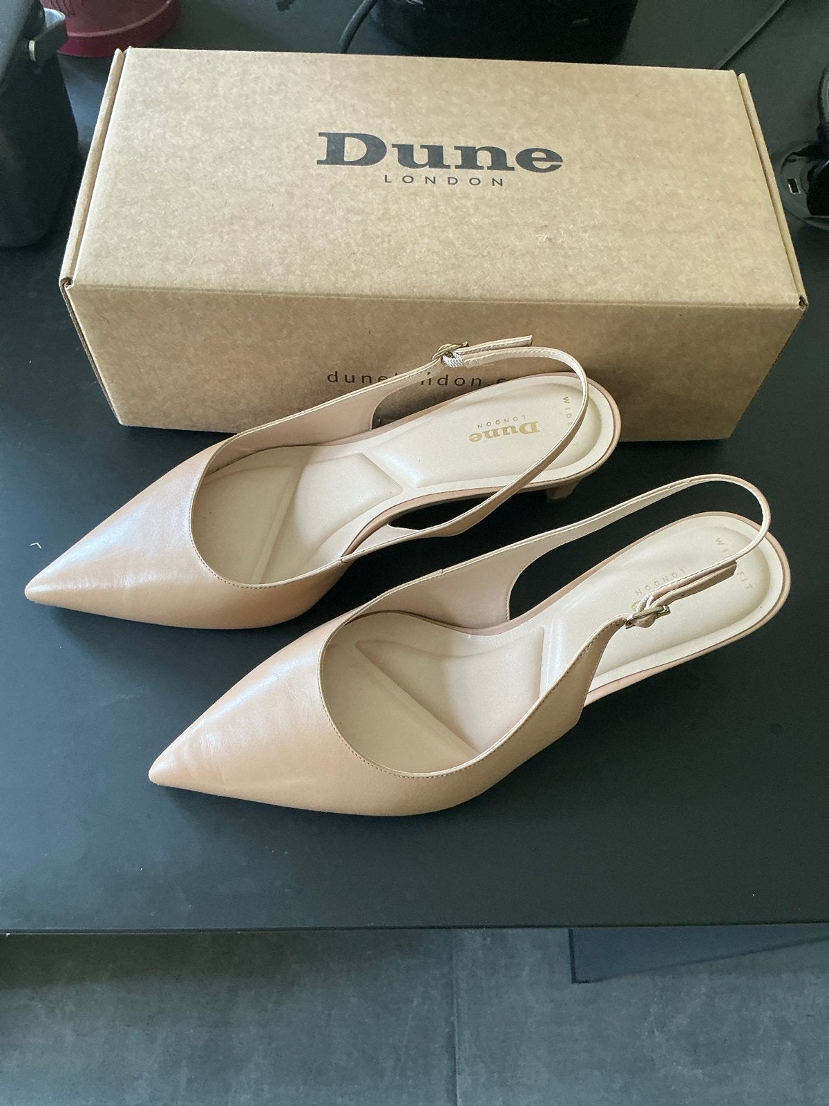 Dune London Slingback Pumps - Maat 40, widefit, 6cm hak, Pumps, Beige, Ophalen of Verzenden, Zo goed als nieuw