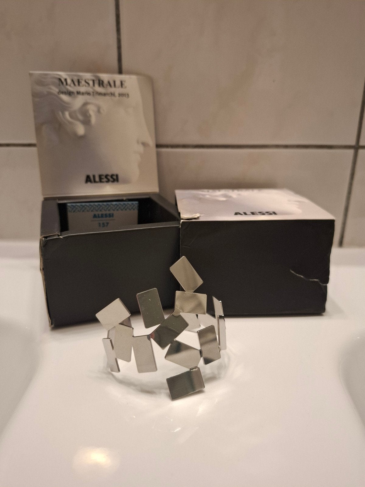 Alessi Maestrale armband - Mario Trimarchi 2013, Ophalen, Zo goed als nieuw, Zilver, Staal