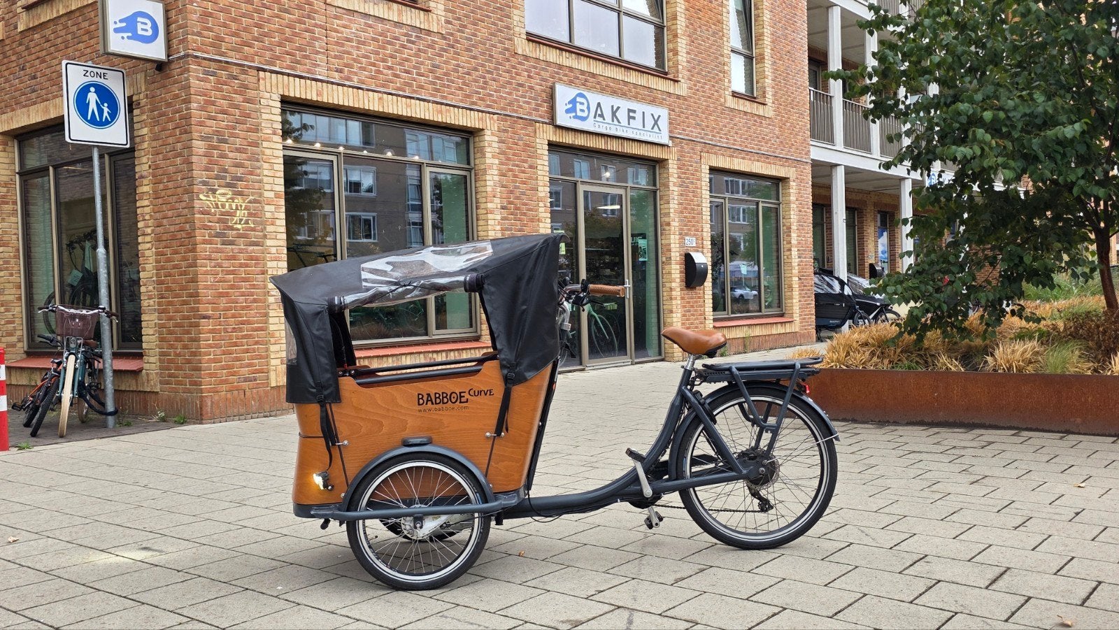 Babboe Curve elektrische bakfiets met toebehoren, Overige merken, Huif, Ophalen of Verzenden, Zo goed als nieuw
