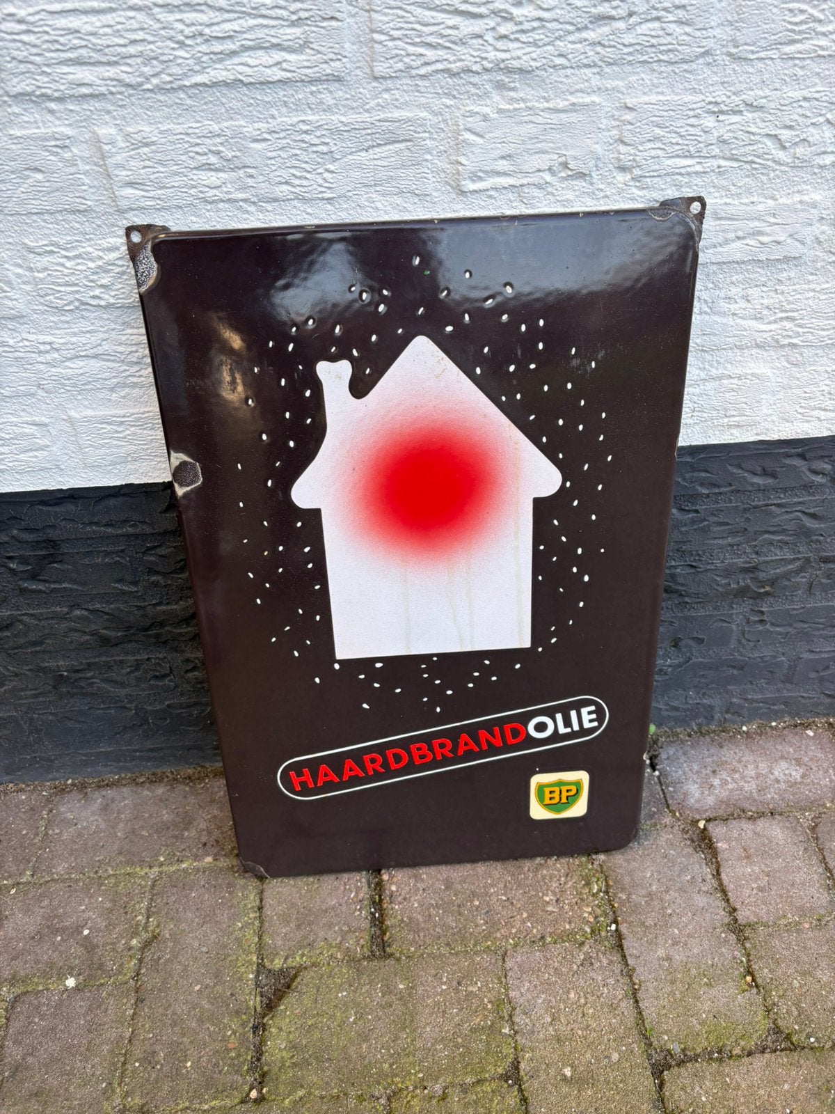 BP haardbrandolie emaille reclamebord, Ophalen of Verzenden, Zo goed als nieuw, Reclamebord
