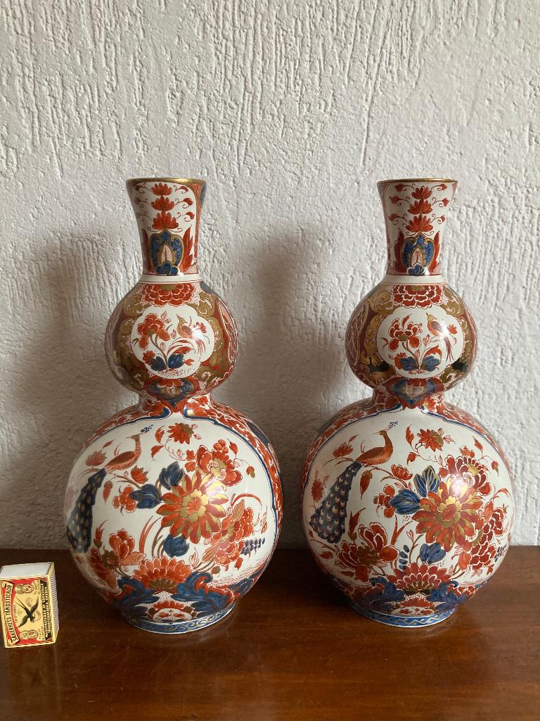 Twee antieke Japanse porseleinen Imari vazen pronkvaas, Ophalen of Verzenden