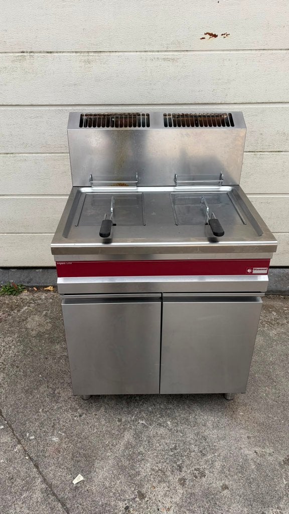 Diamond Dubbele Gasfriteuse Op Kast 2x15L, Witgoed en Apparatuur, Frituurpannen, 4 liter of meer, Ophalen, Gebruikt
