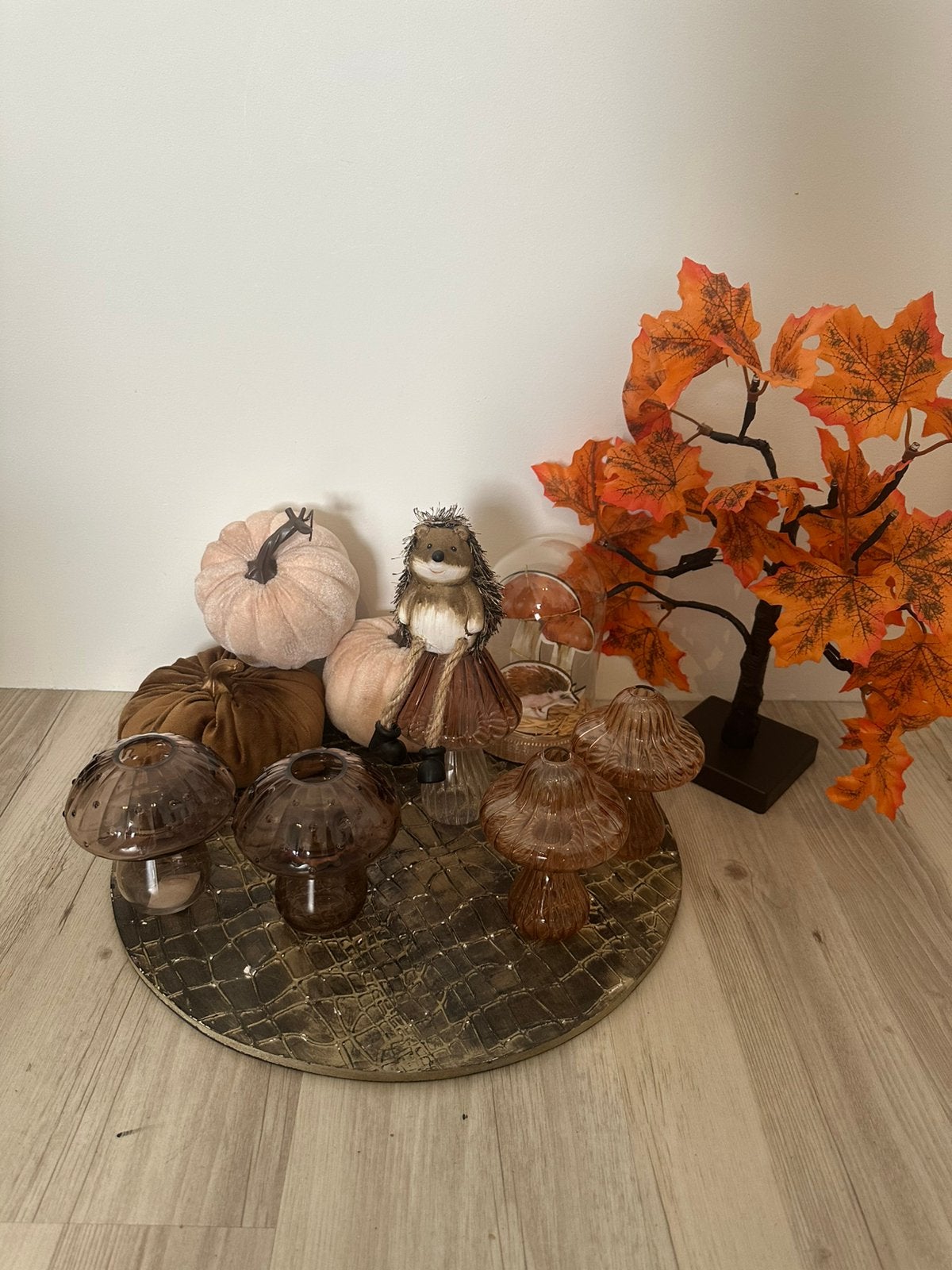 Herfst decoratie op croco plateau, Ophalen of Verzenden, Gebruikt, Rond