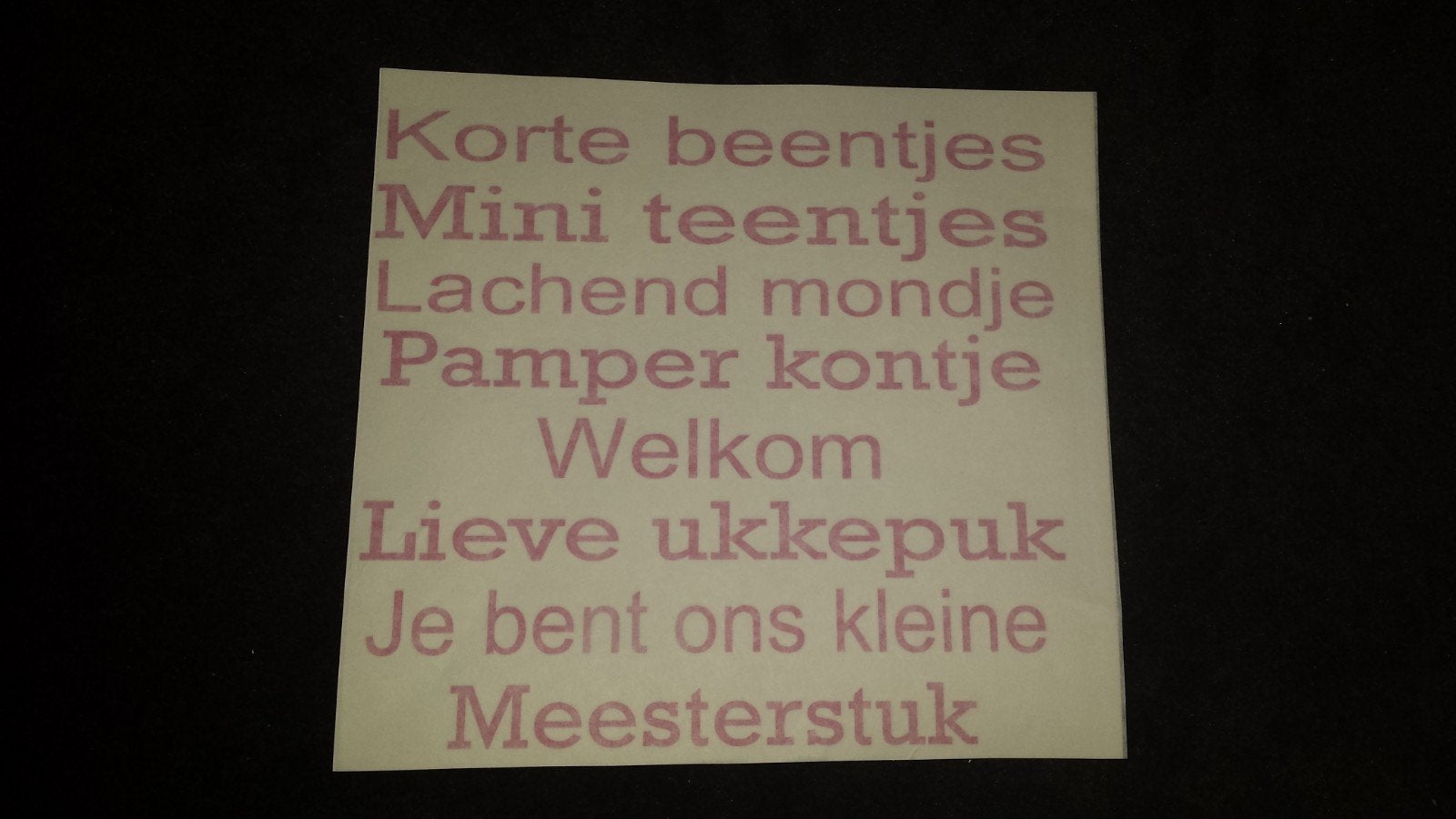 Leuke baby teksten stickers - Diverse kleuren en maten!, Ophalen of Verzenden