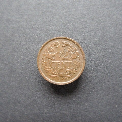 1/2 Cent 1938 Nederland XF/UNC, Verzenden, Koningin Wilhelmina, Losse munt