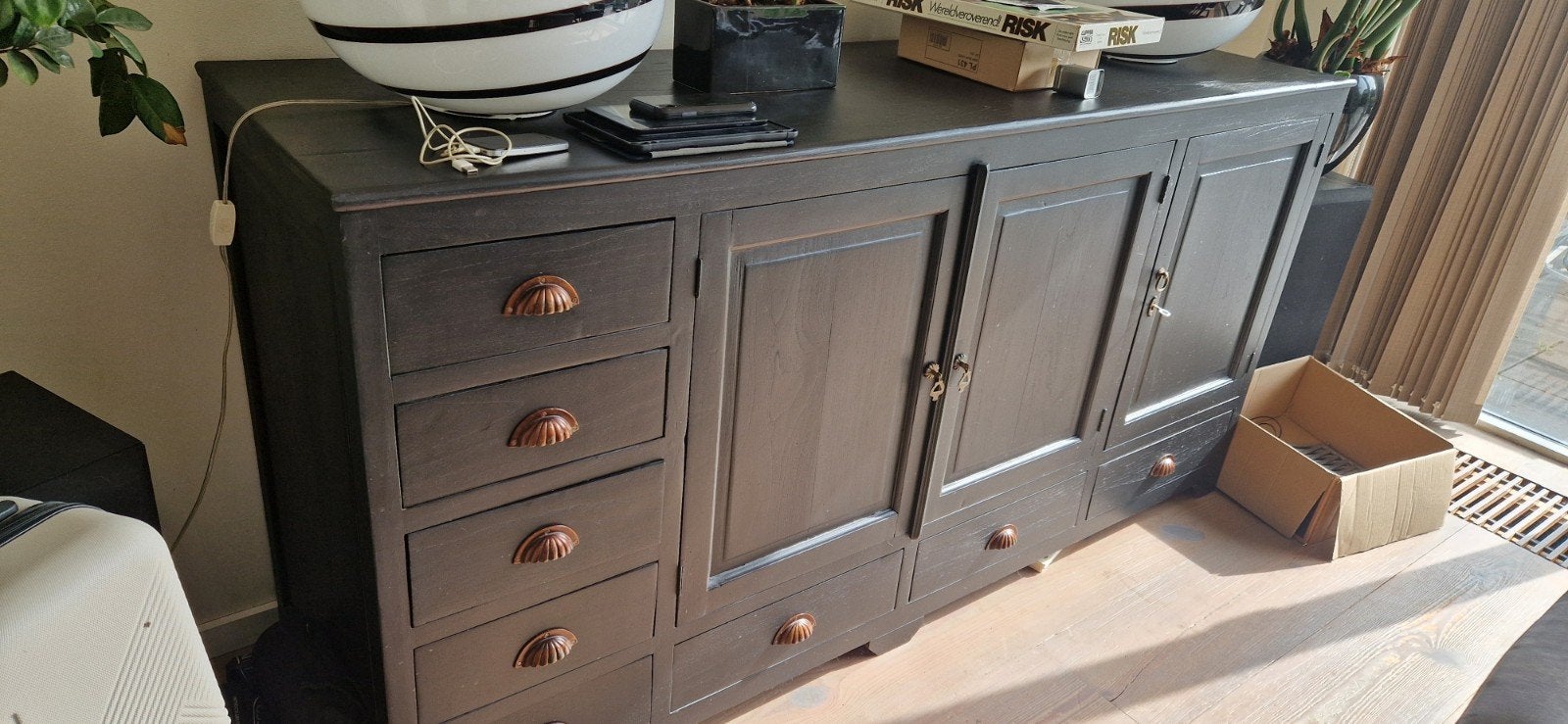zwart dressoir met lades en deurtjes, Huis en Inrichting, Ophalen, 25 tot 50 cm