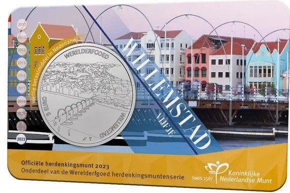 Willemstad Vijfje 2023 UNC-kwaliteit in coincard, Ophalen of Verzenden, Koningin Beatrix, Euro's