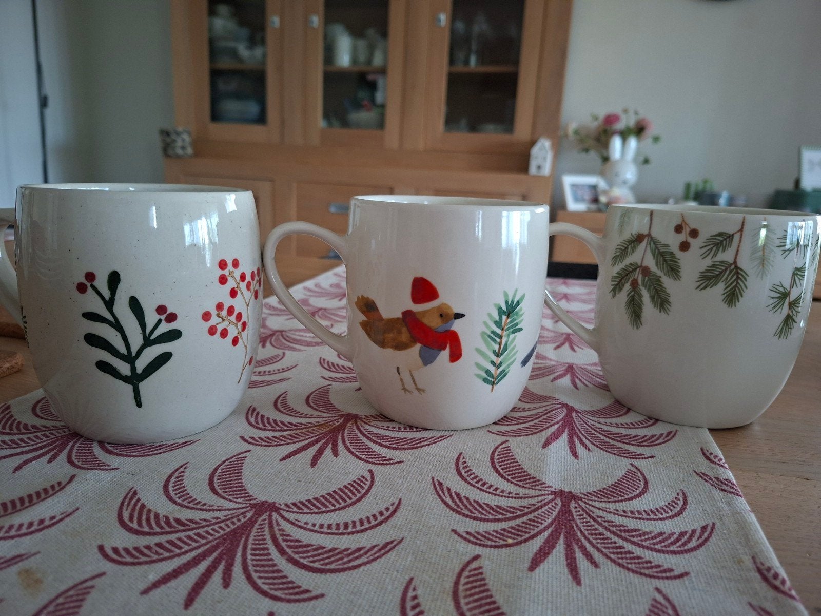 Set van 3 Dille & Kamille mokken met winterse print, Overige merken, Ophalen of Verzenden, Zo goed als nieuw, Overige stijlen