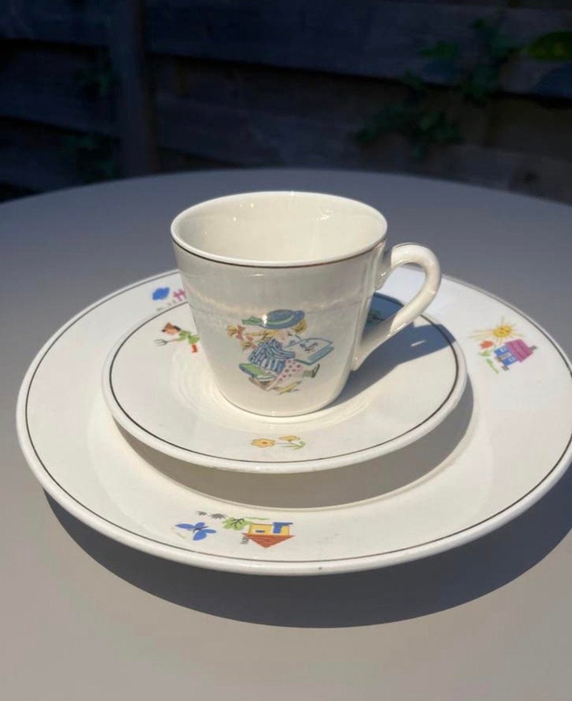 Vintage Granit Kinderservies Hongarije - Kop, Schotel, Bord, Antiek en Kunst, Ophalen of Verzenden
