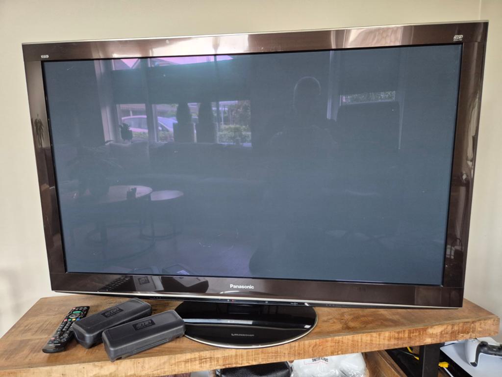 Panasonic 3D plasma TV 50 inch met 2 active 3D brillen, Ophalen, Gebruikt, Panasonic, 100 Hz