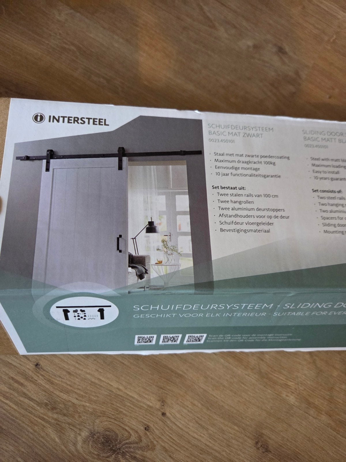 industriële  Schuifdeursysteem Basic Mat Zwart, 80 tot 100 cm, Binnendeur, Nieuw, Ophalen of Verzenden