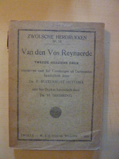F. Buitenrust Hettema - Van Den Vos Reynaerde, Verzenden, Gelezen