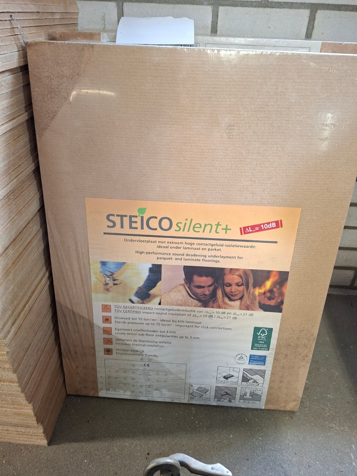 Steico Silent+ Ondervloerplaten 79x59x1 cm, Ophalen, 50 tot 100 cm, Bruin, Nieuw
