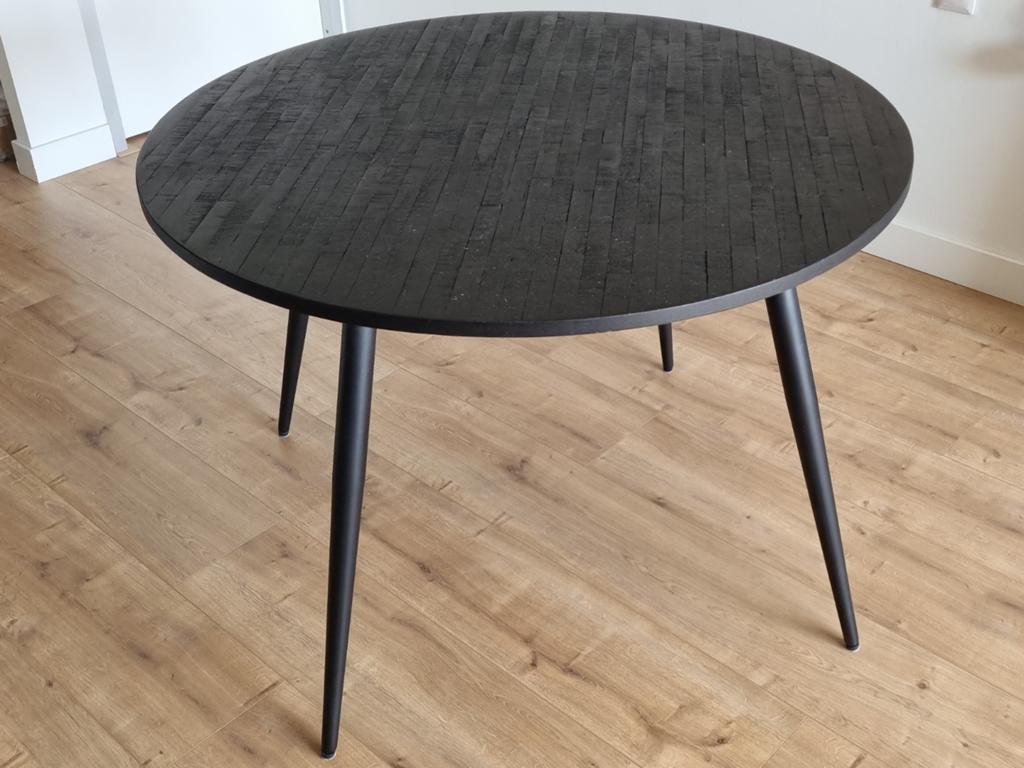 Zwarte ronde eettafel voor 4 personen (diameter 110 cm), Rond, Zo goed als nieuw, Vier personen, Ophalen