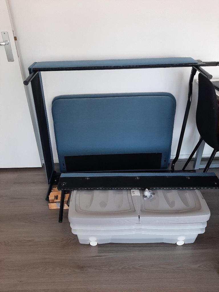Bed, Huis en Inrichting, Slaapkamer | Bedden, Ophalen, 90 cm, Eenpersoons, Wit