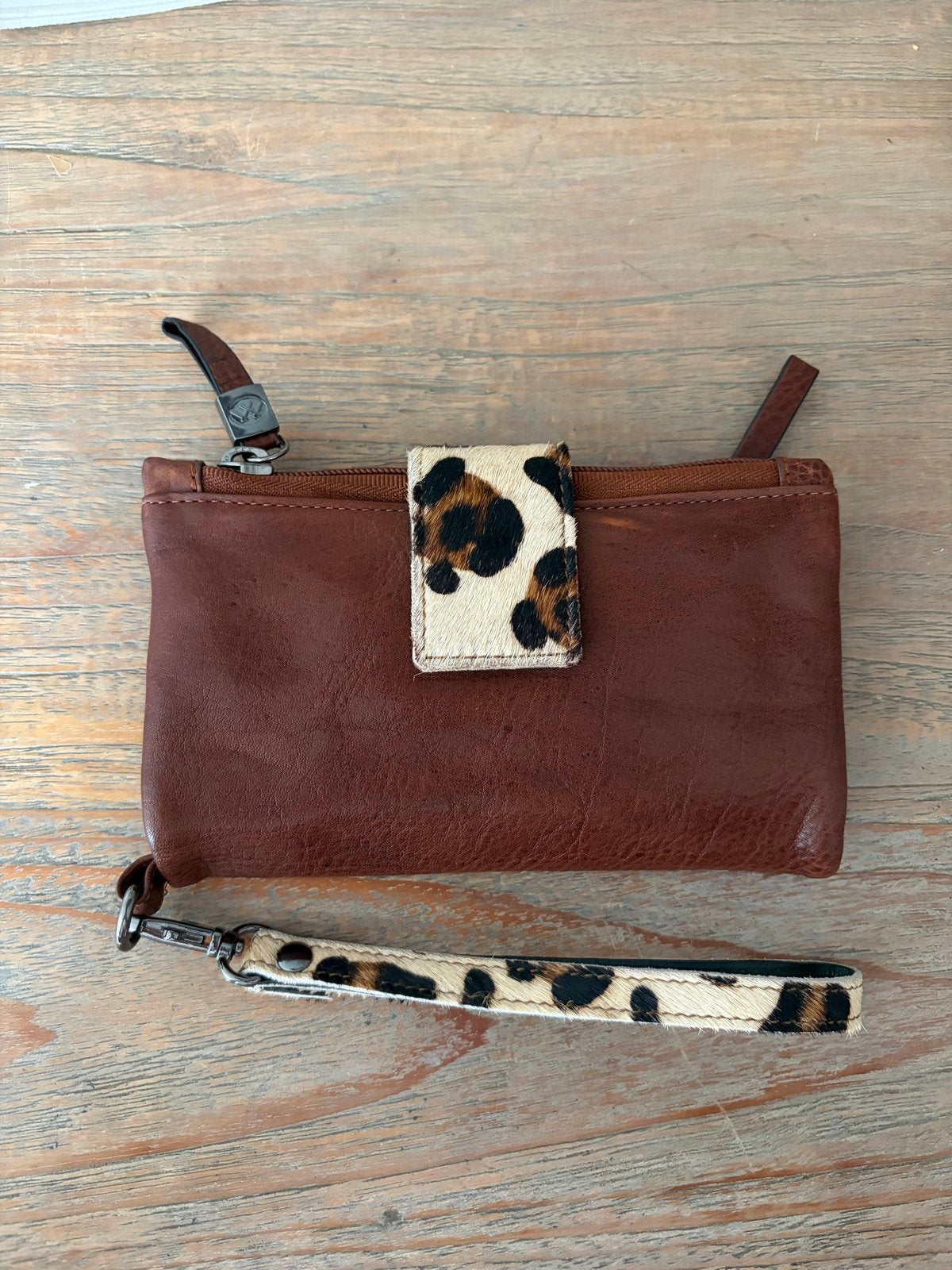Micmacbags leren portemonnee met panterprint, Overige merken, Bruin, Nieuw, Ophalen of Verzenden