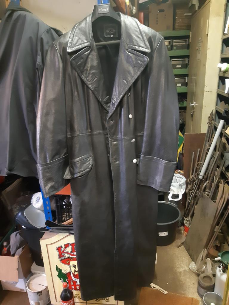 WW2 Duits Leren officiers Jas Lang Zwart Maat 56, Zwart, Overige maten, Ophalen of Verzenden, Mil-Tec Sturm