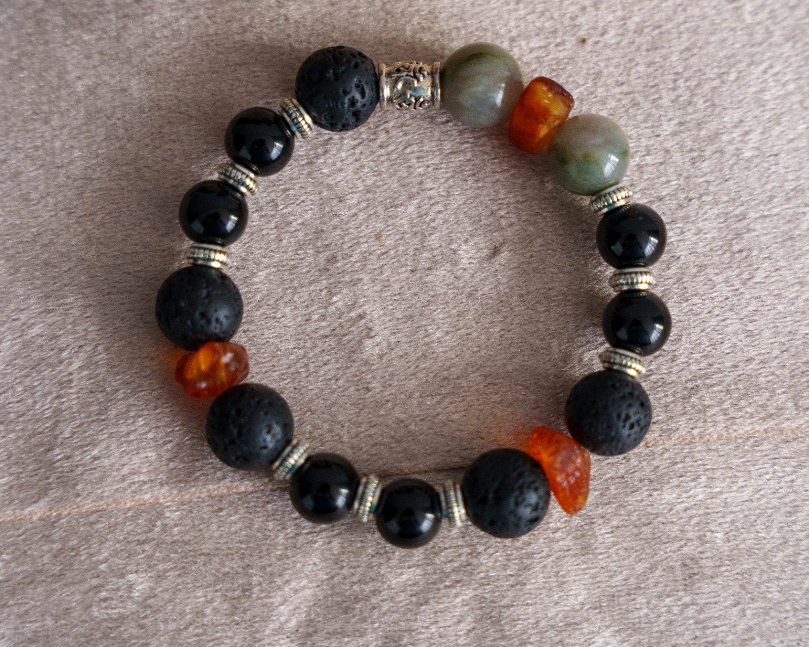 Heren Armband Onyx Lava Barnsteen Nikkelvrij MBRAND, Ophalen of Verzenden