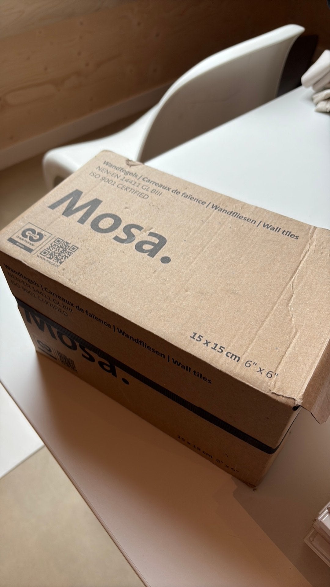 Mosa tegels 15x15 wit, Doe-het-zelf en Verbouw, Tegels, Ophalen, Minder dan 5 m², Wandtegels, Keramiek