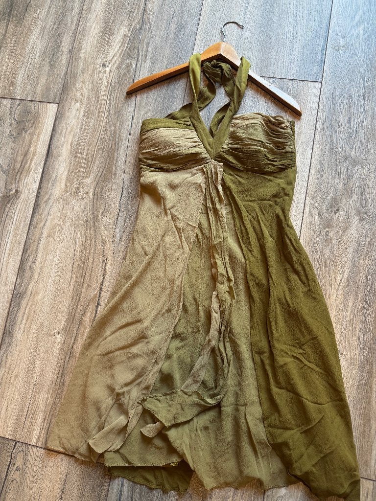 Zijden jurk, Kleding | Dames, Overige typen, Zo goed als nieuw, Sangria, Groen