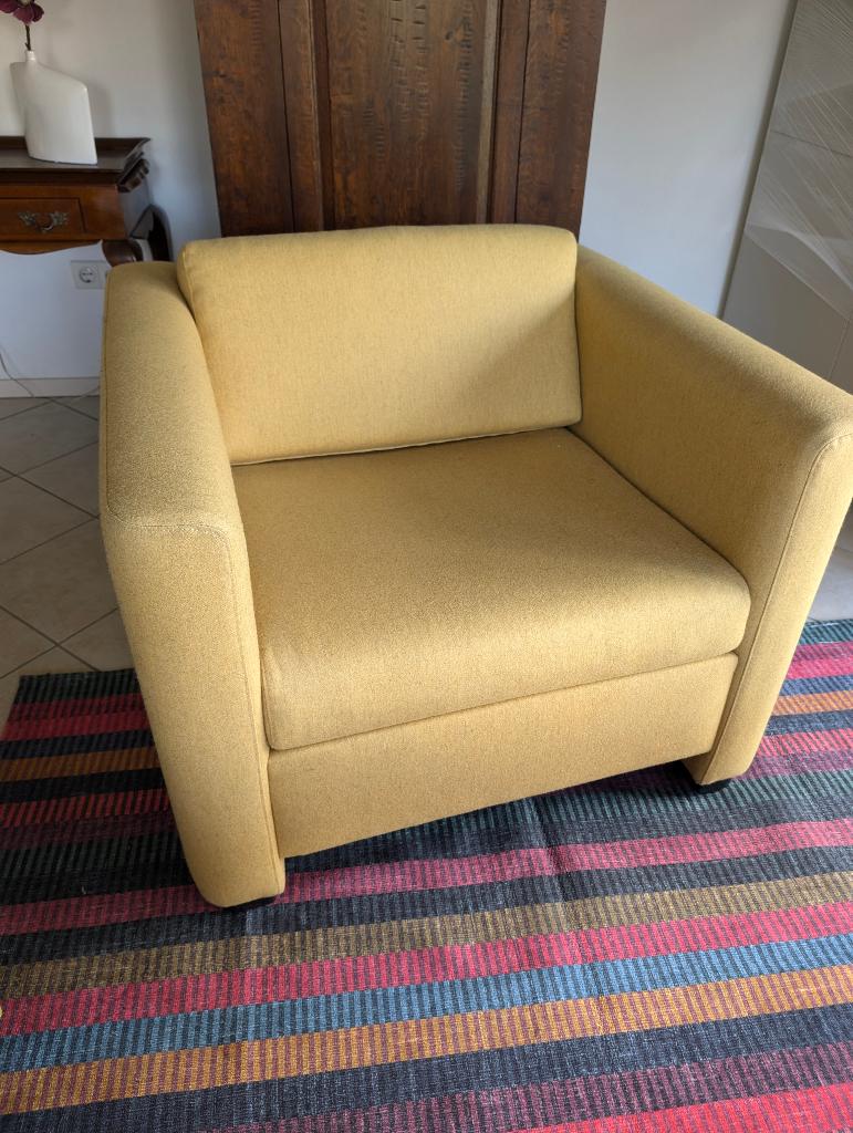 Fauteuil - Stoel - geel  (prijs per stuk, 2 stuks), Huis en Inrichting, Fauteuils, Ophalen, 75 tot 100 cm, Zo goed als nieuw, Stof