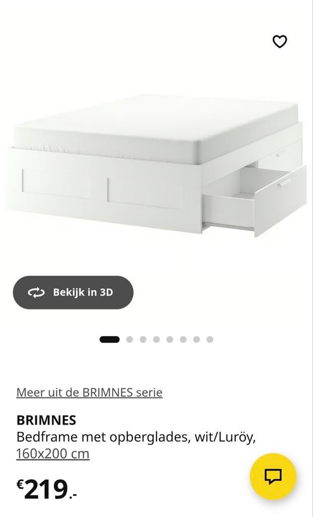 Ikea Brimnes bed 160x200, Huis en Inrichting, Slaapkamer | Bedden, Wit, Tweepersoons, Ophalen of Verzenden, 160 cm