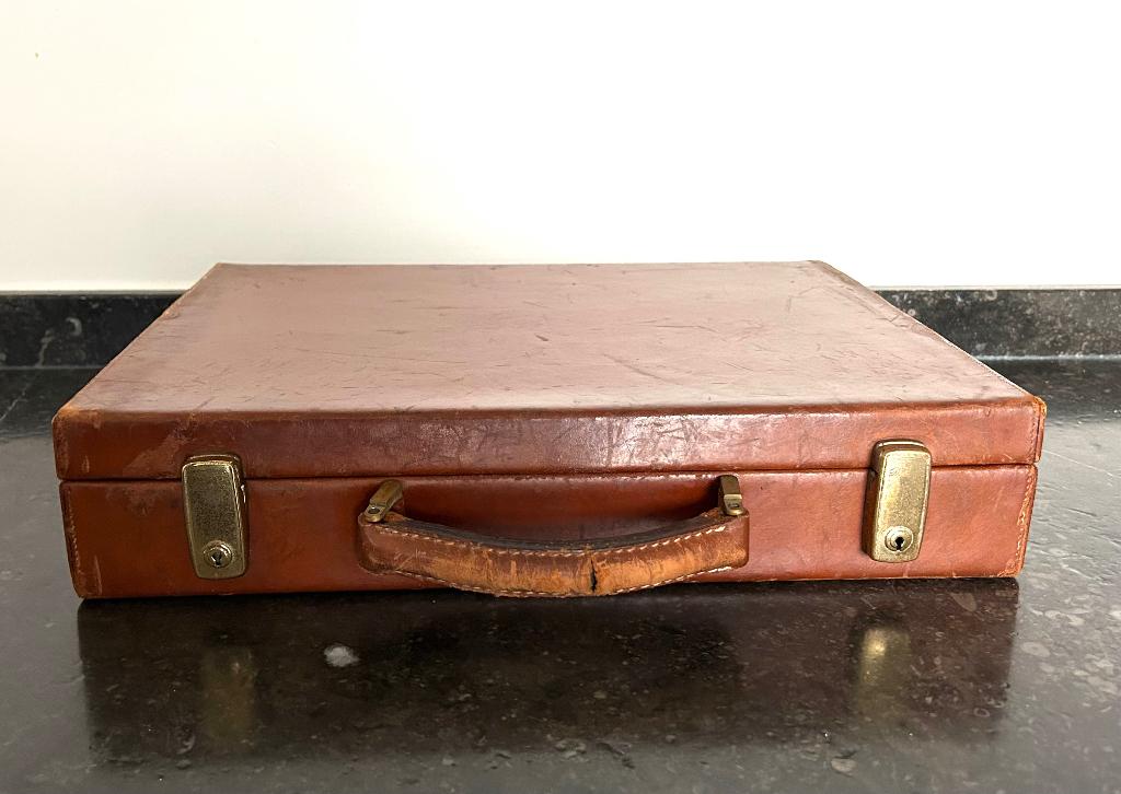 Delvaux aktentas leder koffer valiesje documentenkoffer, Ophalen of Verzenden, Leer, Minder dan 50 cm