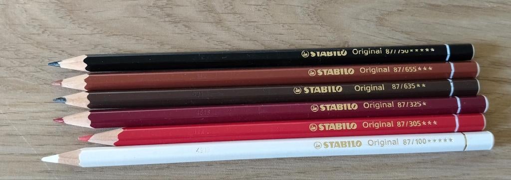 6 STABILO ORIGINAL KLEURPOTLODEN, Hobby en Vrije tijd, Tekenen, Ophalen of Verzenden, Zo goed als nieuw, Potlood of Stift