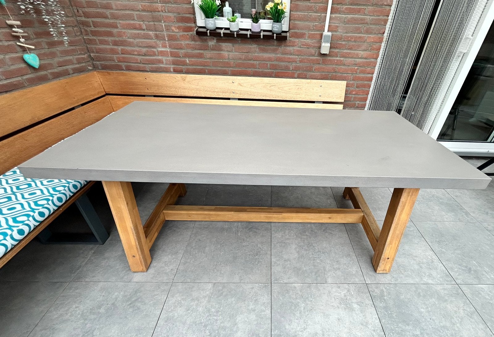 Te koop diningtafel 200x100cm Polystone z.g.a.n., Ophalen, Zo goed als nieuw, Overige materialen, Eettafel