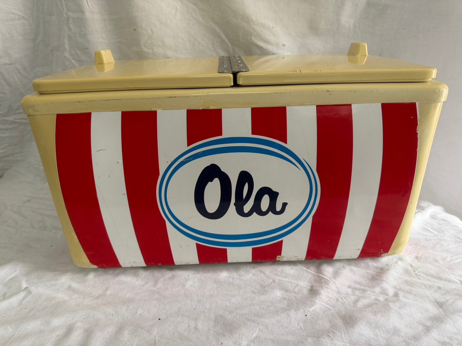 Ola kunststof Vintage ijsverkoopkist Top !!, Ophalen, Gebruikt