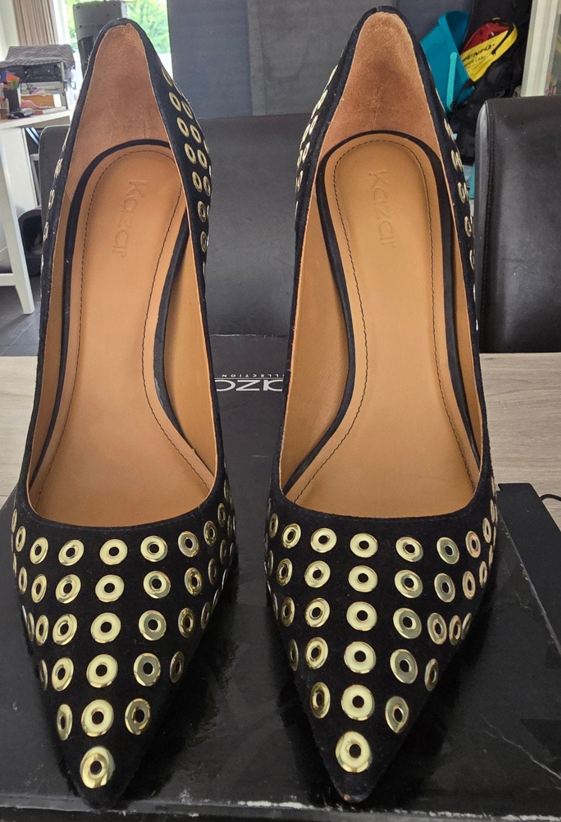 Kazar Natalie Pumps - Zwart met gouden details, Zwart, Zo goed als nieuw, Schoenen met hoge hakken, Kazar