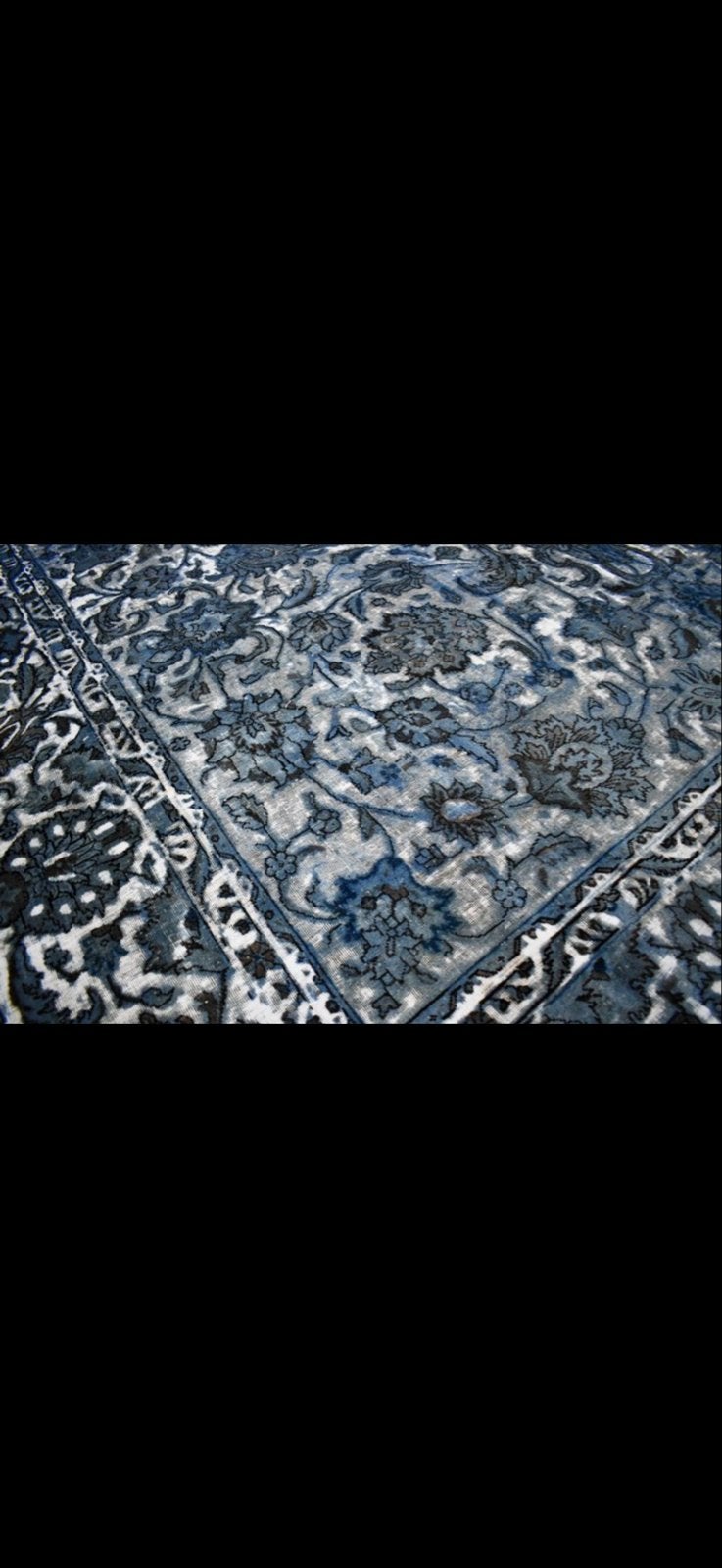 Modern carved vintage vloerkleed - 380 x 285 cm, Ophalen, Blauw, Zo goed als nieuw, 200 cm of meer