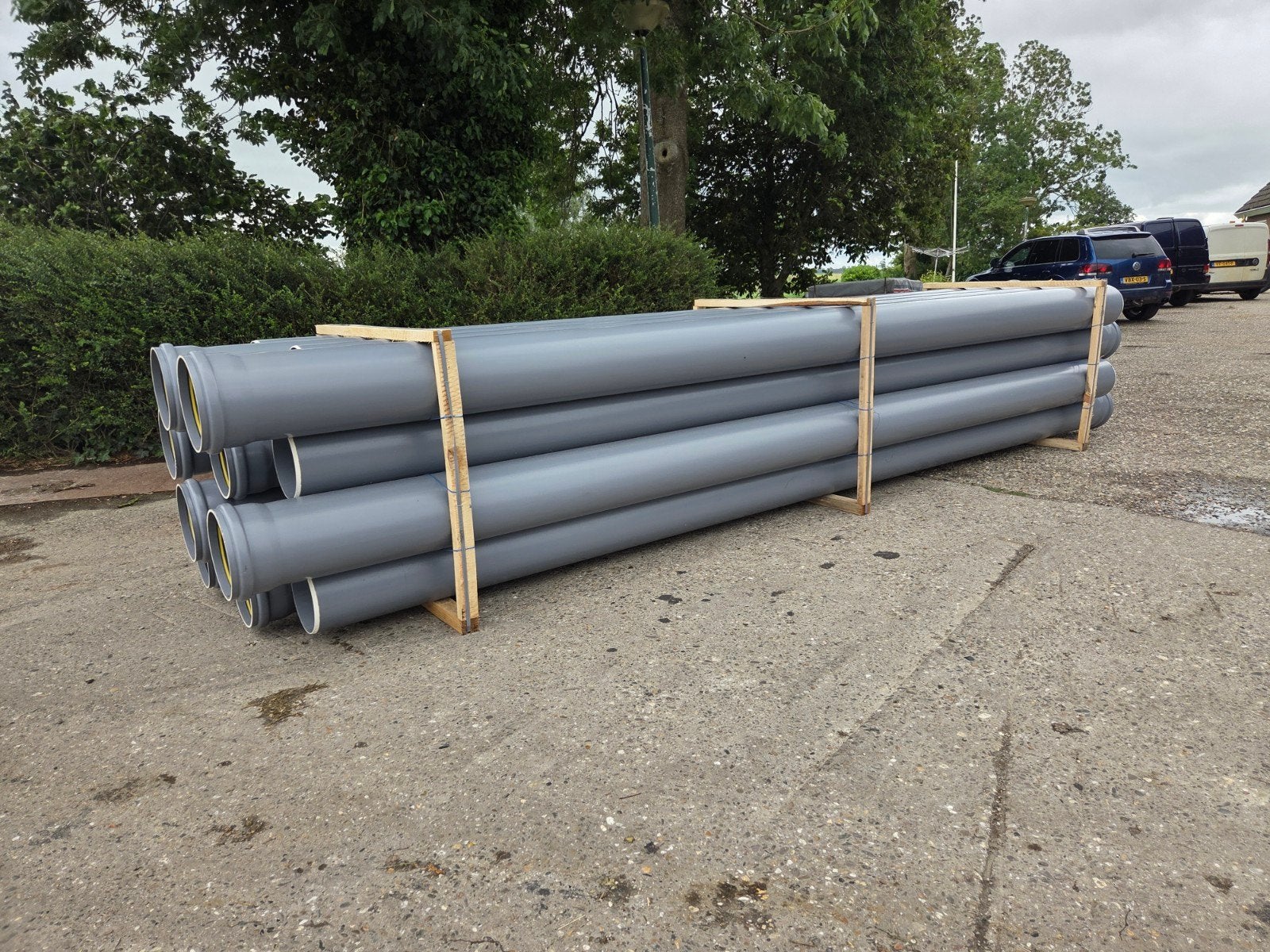 Restpartij nieuwe PVC damlegger buizen, Ophalen, Akkerbouw
