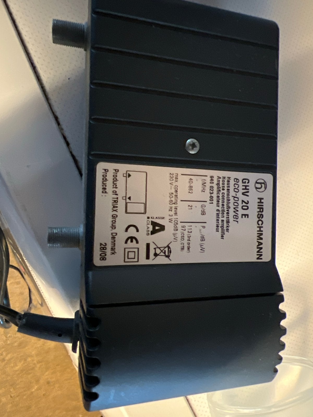 Hirschmann GHV 20 E ECO-DOWNTOWN Versterker, Ophalen, Gebruikt, Minder dan 2 meter, Tv-kabel