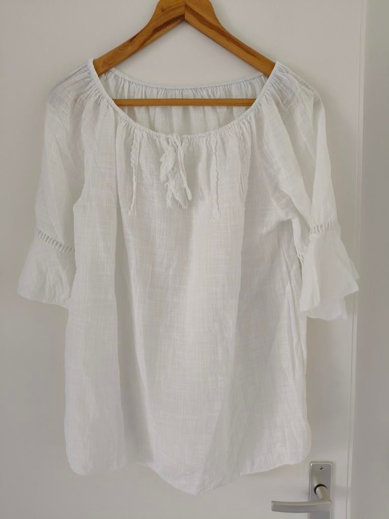 Witte Top., Ophalen of Verzenden, Zo goed als nieuw, Wit, Zonder mouw