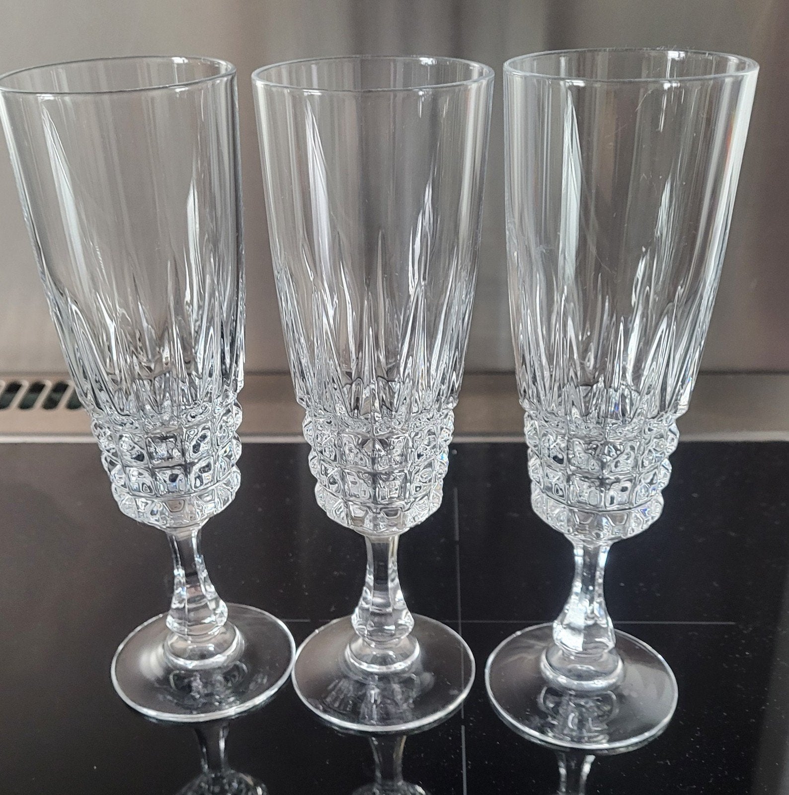Kristallen Champagne glazen / flutes - 3 stuks, Antiek en Kunst, Ophalen of Verzenden