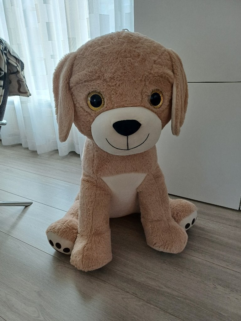 Opblaasbare knuffel pluche hond 85 cm, Overige karakters, Zo goed als nieuw, Groot (groter dan 80 cm), Hond
