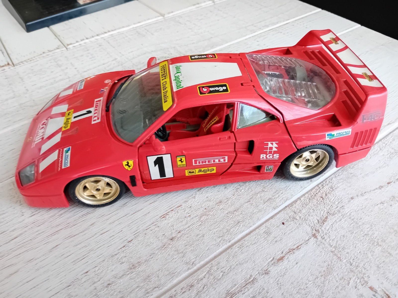 Ferrari F40 Evoluzione 1987 (Racing) Bburago 1:18 Modelauto, Ophalen of Verzenden, Zo goed als nieuw, Auto, Bburago
