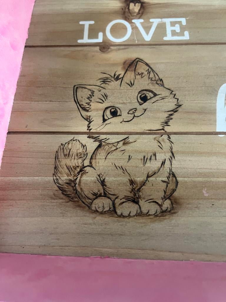 Roze houten dienblad met katten, Ophalen of Verzenden, Nieuw, Rechthoekig, Hout