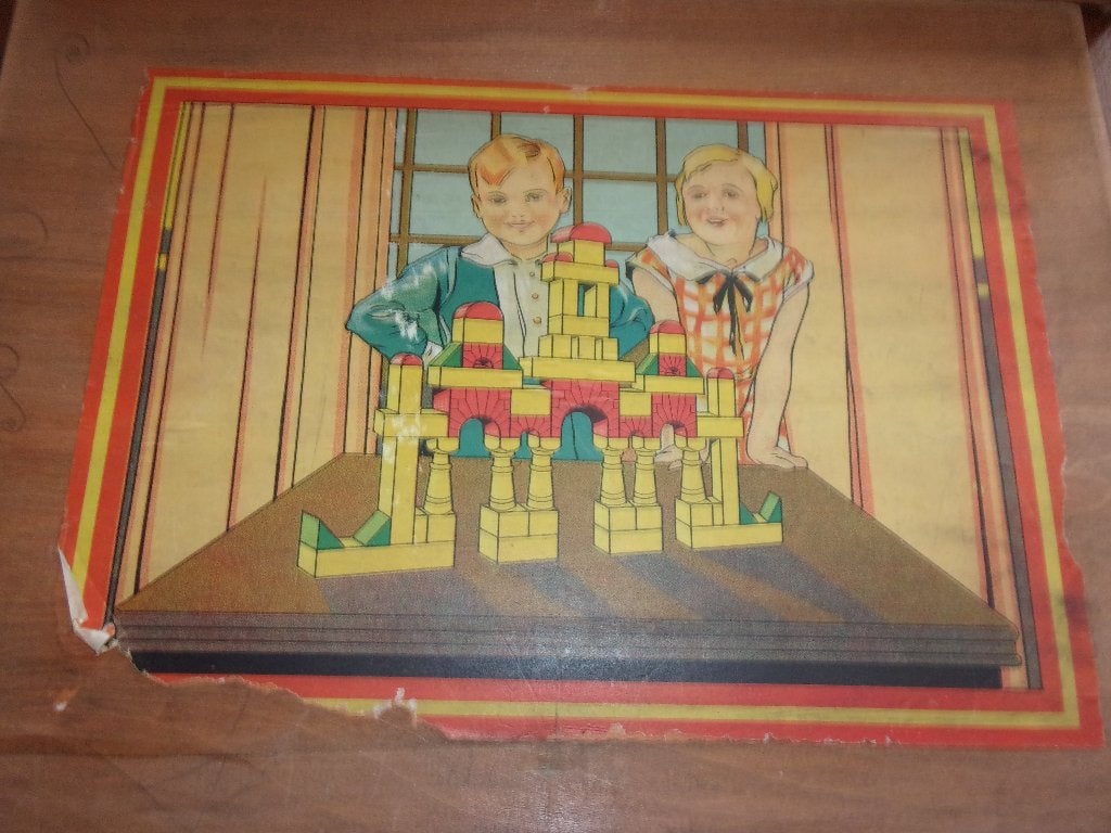 Oude BOUWDOOS, groot, compleet, Antiek en Kunst, Antiek | Speelgoed, Ophalen of Verzenden