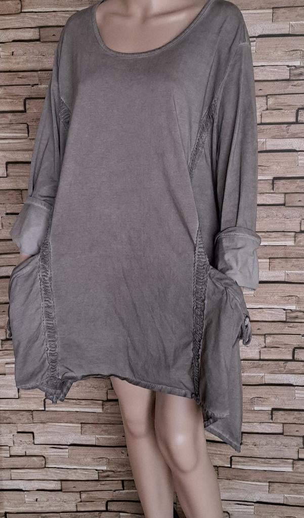 MOONSHINE - prachtig kakigroen a-lijn tuniek, maat 52, Overige kleuren, Verzenden, Blouse of Tuniek, Zo goed als nieuw