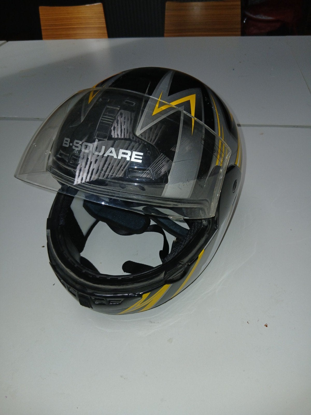 B-SQUARE Motorhelm - Zwart/Geel (L), Ophalen of Verzenden, Gebruikt, Large, B-SQUARE