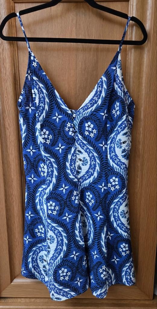 h&m luchtig zomer jurkje maat L - Blauw/Wit Patroon, H&M, Maat 42/44 (L), Zo goed als nieuw, Boven de knie